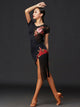 High-end Embroidered Practice Clothes Latin Dance Mesh Stitching Irregular Dress - Dorabear