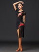 High-end Embroidered Practice Clothes Latin Dance Mesh Stitching Irregular Dress - Dorabear