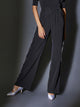 High Waist Front Crinkled Straight Pants Latin Dance Wide Leg Pants - Dorabear