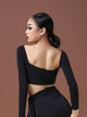 High Waist Long Sleeve Square Collar Top Latin Dance Practice Clothes - Dorabear