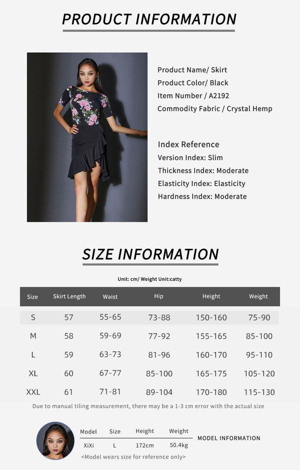 Irregular Ruffle Side Slit Large Swing Latin Dance Practice Short Skirt - Dorabear