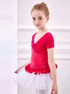 Velvet Stitching Short-sleeved Practice Dress Ballet One-piece Tutu Skirt - Dorabear