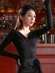 Latin Dance Cross V-neck Long-sleeved Top Dance Training Clothes - Dorabear