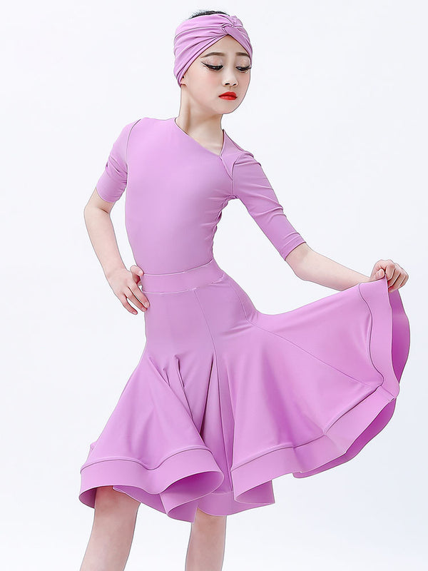 Latin Dance Competition Suits Diagonal Collar Exercise Costume - Dorabear