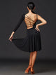 Latin Dance Dress Irregular One Shoulder Long Sleeve Backless Performance Clothing - Dorabear