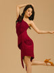 Latin Dance Dress Fringed Elastic Slanted Shoulder Dress Performance Costume - Dorabear