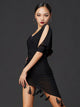 Latin Dance Hip Wrap Dress Bat Sleeve Mesh Dress Performance Costume - Dorabear