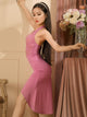 Latin Dance Practice Clothes Summer V-neck Backless Dress - Dorabear