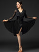 Latin Dance Practice Clothes V-Neck Fringe Panel Side Slit Dress - Dorabear