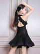 Latin Dance Training Clothes Halter Neck Leak Back Split Suit - Dorabear