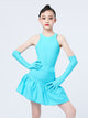 Latin Dance Training Suit Round Neck Sleeveless Top Split Dance Skirt - Dorabear