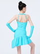 Latin Dance Training Suit Round Neck Sleeveless Top Split Dance Skirt - Dorabear