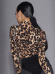 Leopard Print V-Neck Dance Leotard Autumn/Winter Latin Dance Costumes - Dorabear