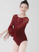 Long-sleeve Ballet Training Clothes Double-layer Flare Sleeve Round-neck Leotard - Dorabear