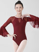 Long-sleeve Ballet Training Clothes Double-layer Flare Sleeve Round-neck Leotard - Dorabear