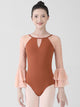 Long-sleeve Ballet Training Clothes Double-layer Flare Sleeve Round-neck Leotard - Dorabear