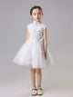 Long-sleeve Evening Gown Princess Dress Flower Kid's Fluffy Gauze Piano Performance Costume - Dorabear