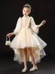 Long Sleeve Evening Gown Princess Dress Flower Girl's Wedding Dress Piano Performance Costume - Dorabear