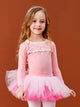 Long Sleeve Lace Paneled Bow Ballet Dress Practice Clothes - Dorabear