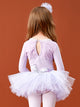 Long Sleeve Lace Paneled Bow Ballet Dress Practice Clothes - Dorabear