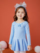 Long Sleeve Round Neck Bow Ballet Dress Dance Practice Clothes - Dorabear