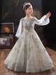 Long Sleeved Puffy Princess Dress Flower Girls' Dress Autumn/Winter Performance Costume - Dorabear