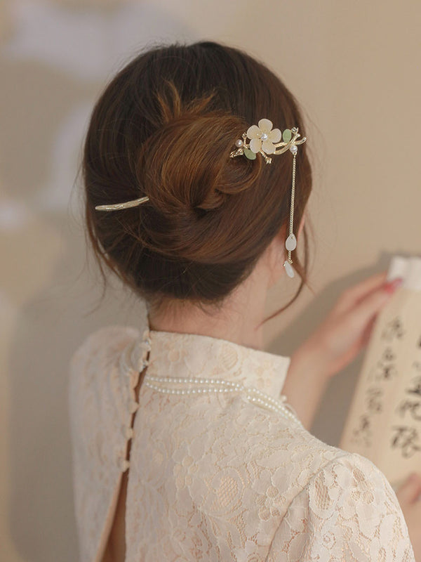 Magnolia Tassel Hairpin Coiled Hair Step Shaking Hairpin Ancient Style Cheongsam Headdress - Dorabear