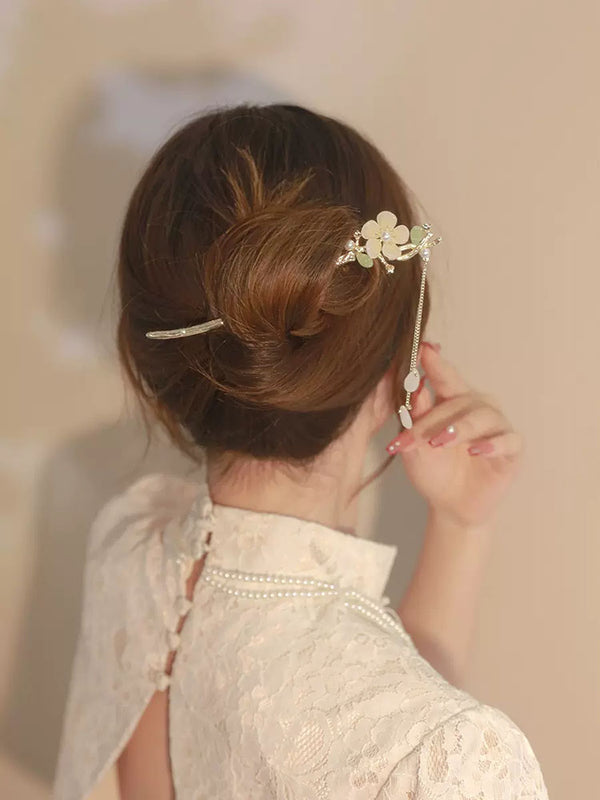 Magnolia Tassel Hairpin Coiled Hair Step Shaking Hairpin Ancient Style Cheongsam Headdress - Dorabear