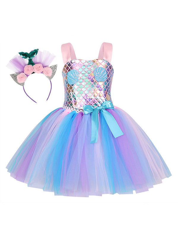 Mermaid Character Costume Fish Scale Dress Dress Suspender Tutu - Dorabear