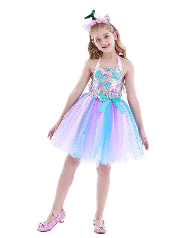 Mermaid Character Costume Fish Scale Dress Dress Suspender Tutu - Dorabear