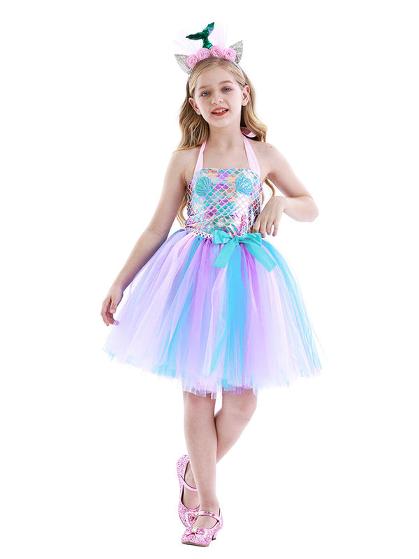 Mermaid Character Costume Fish Scale Dress Dress Suspender Tutu - Dorabear