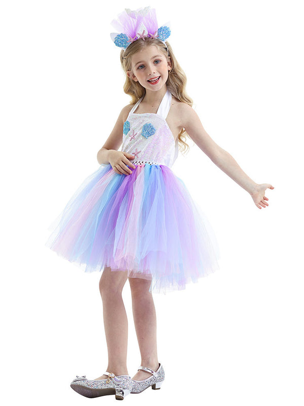 Mermaid Dress Shell Princess Mesh Tutu Dress Performance Costume - Dorabear