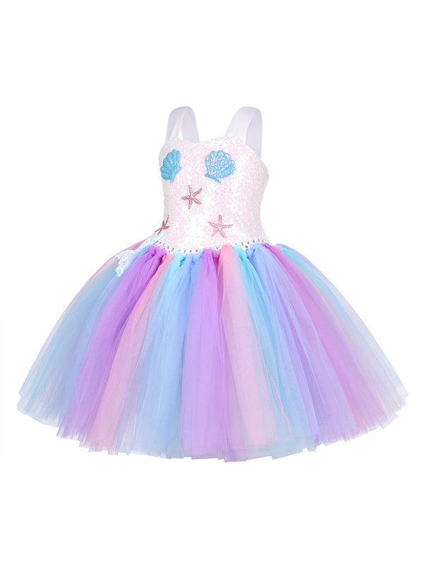 Mermaid Dress Shell Princess Mesh Tutu Dress Performance Costume - Dorabear