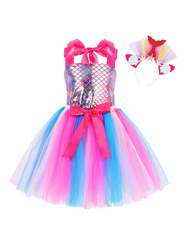 Mermaid Dress Shell Princess Mesh Tutu Dress Performance Costume - Dorabear