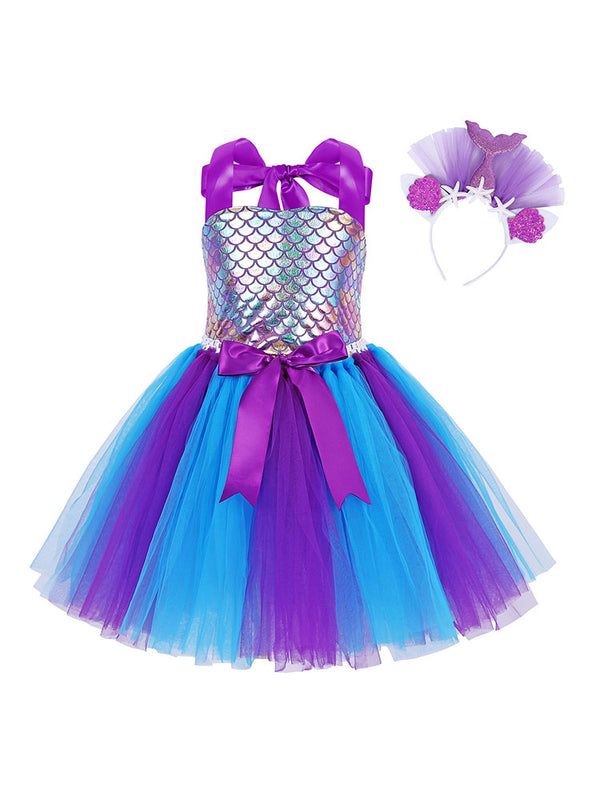 Mermaid Dress Shell Princess Mesh Tutu Dress Performance Costume - Dorabear