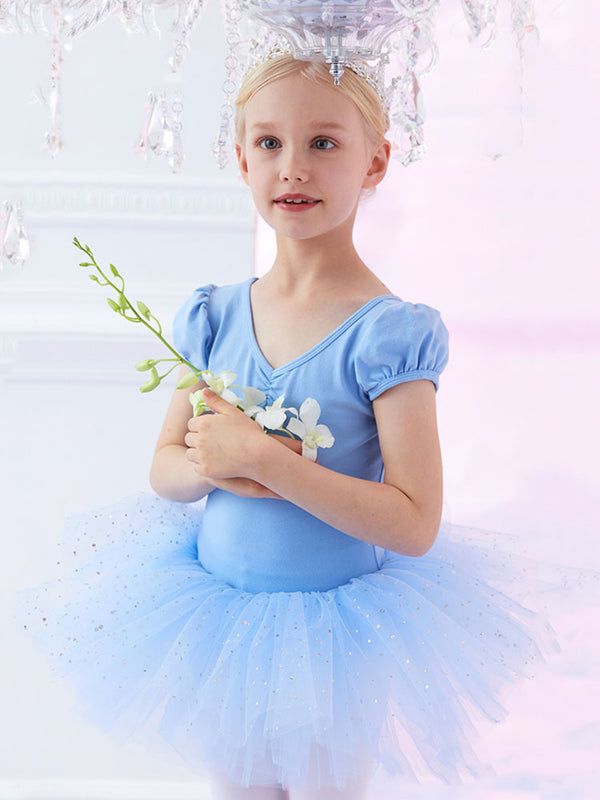 Mesh Bowknot Dance Skirt Summer Short-sleeved Ballet Dress - Dorabear
