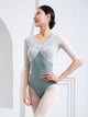 Mid-Sleeve Lace Stitching U-Shaped Backless Leotard Ballet Practice Clothes - Dorabear