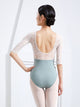 Mid-Sleeve Lace Stitching U-Shaped Backless Leotard Ballet Practice Clothes - Dorabear