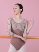 Middle Sleeve Embroidered Mesh Stitching Ballet Leotard - Dorabear