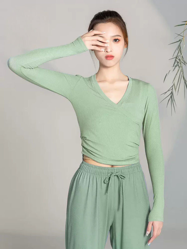 Modern Dance Long Sleeved Training Clothing Classical Dance Knitted Cotton Top - Dorabear