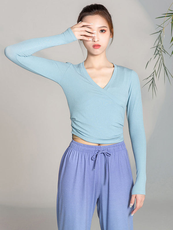 Modern Dance Long Sleeved Training Clothing Classical Dance Knitted Cotton Top - Dorabear