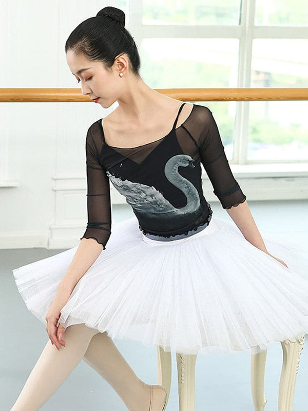 Net Gauze Top Ballet Practice Clothes Autumn and Winter Gauze Gymnastics Body Suit - Dorabear