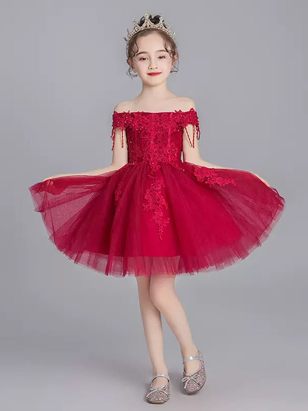 Off Shoulder Evening Gown Puffy Princess Dress Autumn/Winter Performance Dress - Dorabear