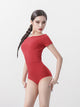 One-line Collar Latin Short-sleeved One-piece Leotard Practice Clothes - Dorabear