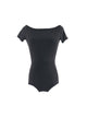 One-line Collar Latin Short-sleeved One-piece Leotard Practice Clothes - Dorabear