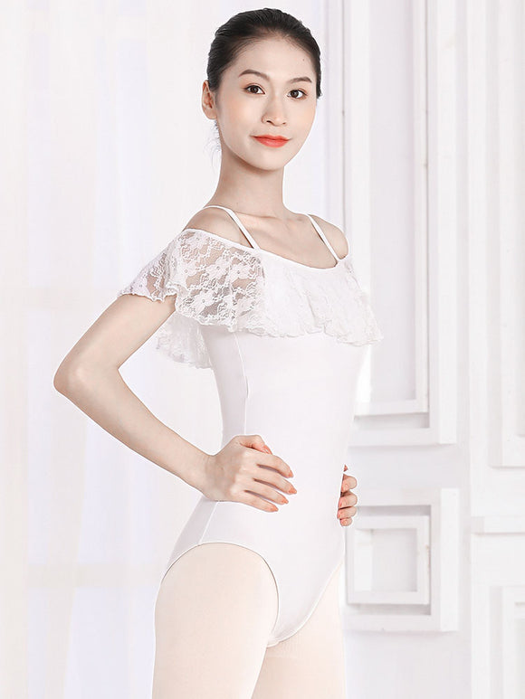 One-shoulder Dance Leotard Ballet Ruffled Sling Training Clothes - Dorabear