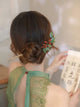 Oriental Elements Red Bean Hairpin Coiled Hair Accessories Antique Cheongsam Headdress - Dorabear