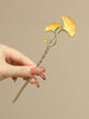 Oriental Style Ginkgo Leaf Hairpin Bun headdress Ancient Style Elegant Coiled Hair Accessories - Dorabear