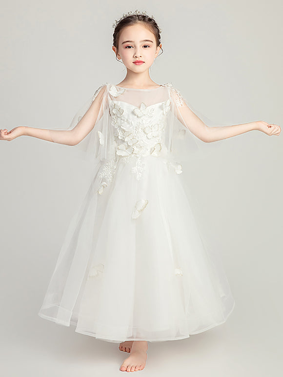 Princess Dress Girls' Puffy Dress Evening Gown Long Flower Kid's Wedding Dress - Dorabear