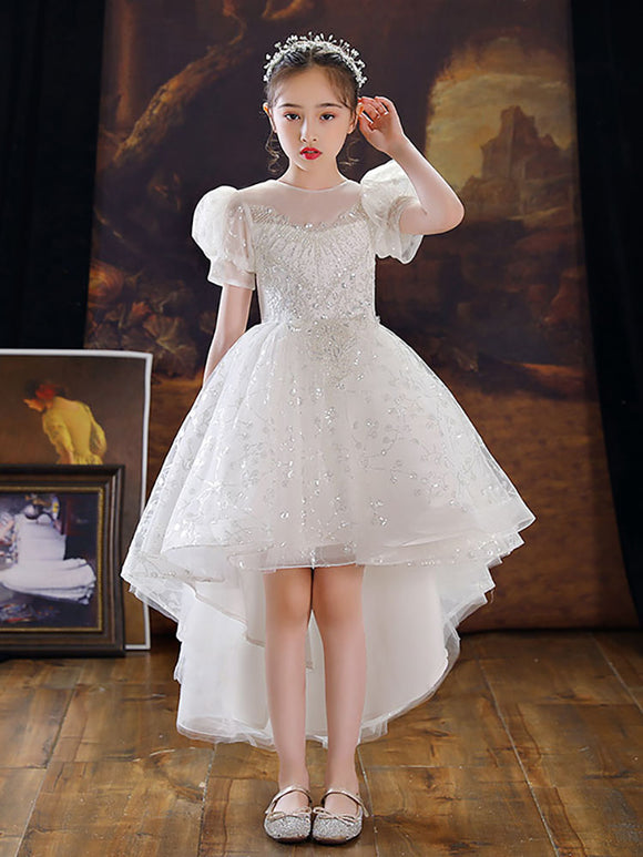 Puffy Princess Dress Flower Girls' Trailing Wedding Dress Evening Gown - Dorabear